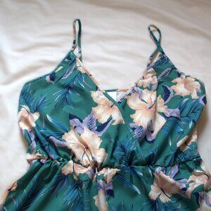 Floral Print High Waist Romper